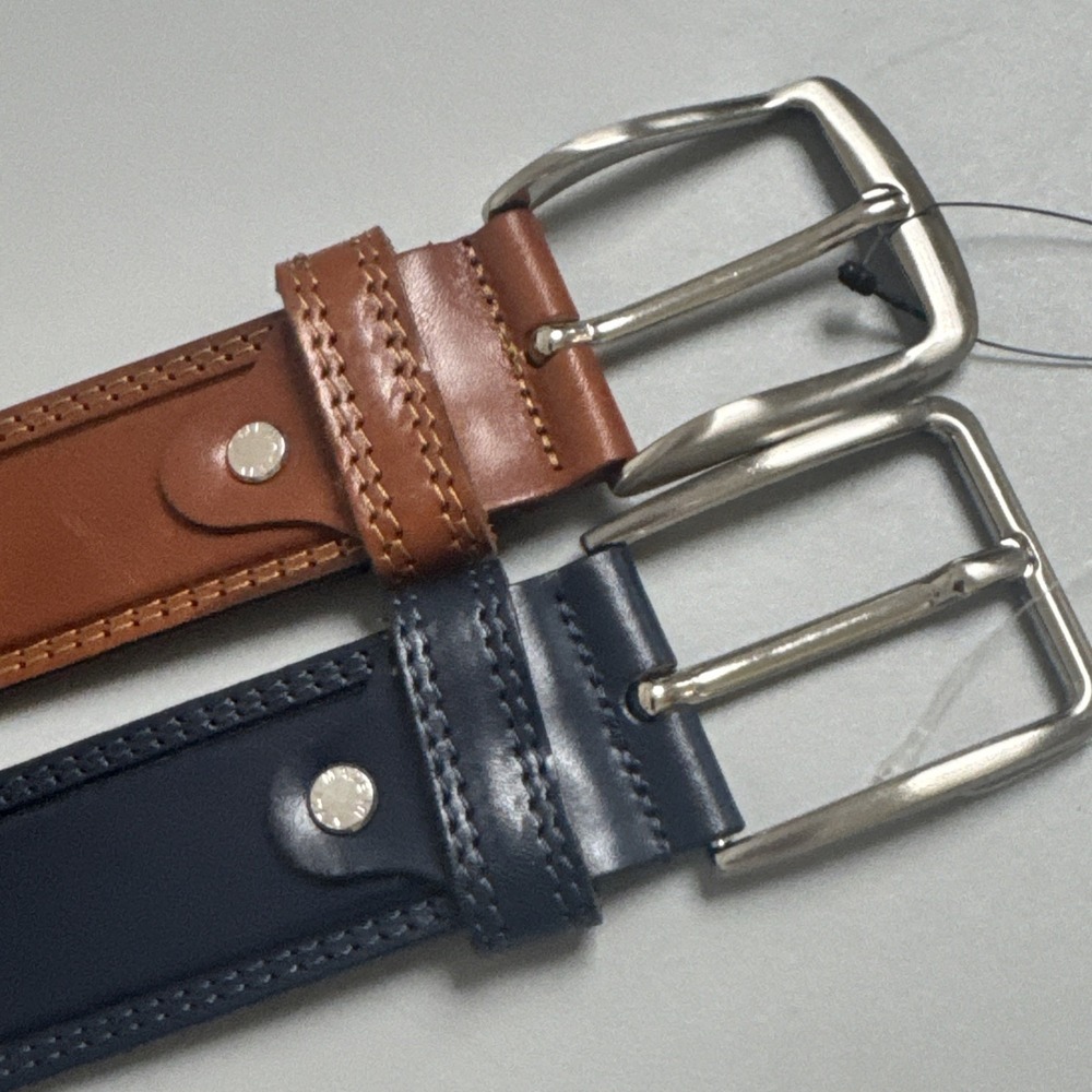 Lot 2 NWT De Martino Sorrento Genuine Leather Belts Blue Brown Size 45 Italy - Picture 7 of 7